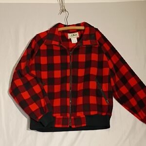 L.L. Bean Red and Black Checkered Jacket Mens XL Vintage Red Buffalo